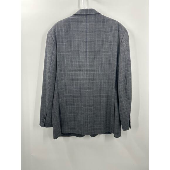 Tasso Elba Grey Purple Plaid Wool Blazer Sport Coat Jacket 46L 46 Long - Picture 4 of 9